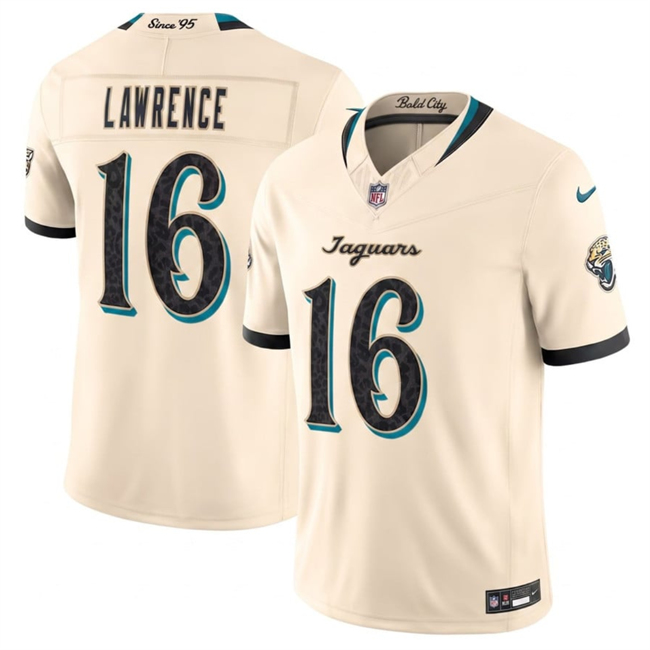 Men's Cream Jacksonville Jaguars #16 Trevor Lawrence 2026 F.U.S.E. Rivalries Collection Limited Stitched Football Jersey